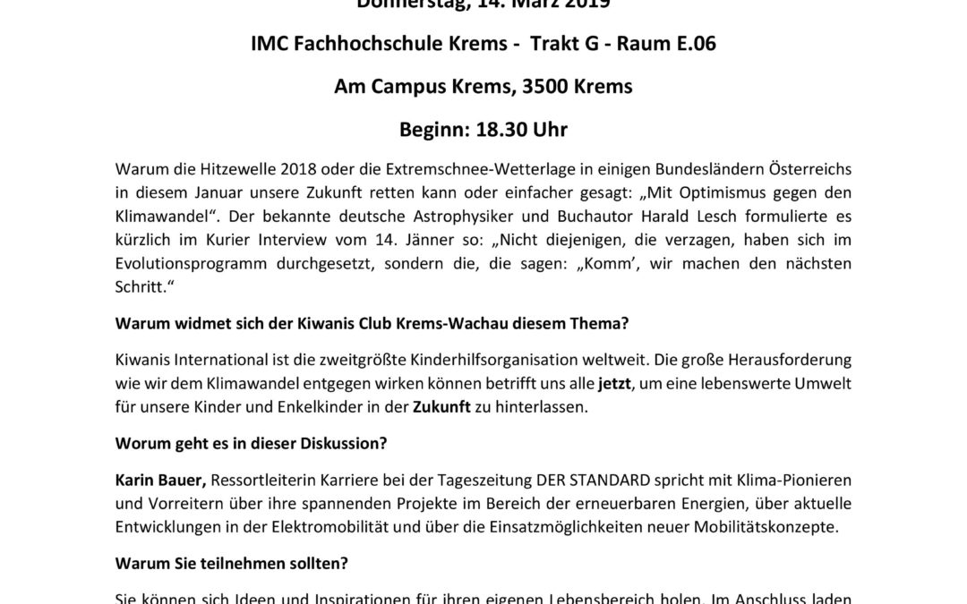 Kiwanis – „Warum die Hitzewelle 2018 unsere Zukunft retten kann“