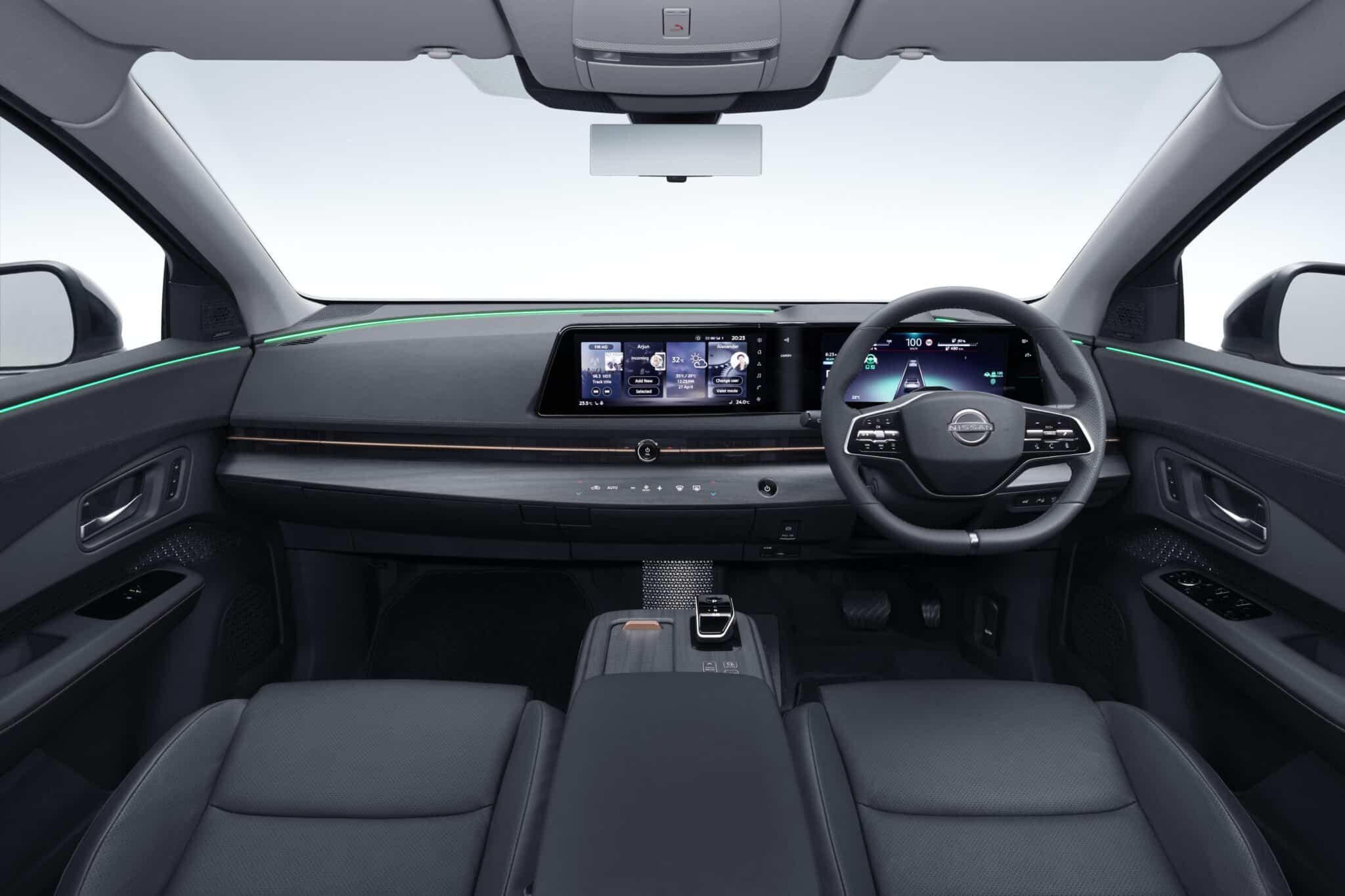 Coupé-Crossover - Vollelektrischer Nissan Ariya | ARIYA Interior Image Hands on drive mode view 1 revised min scaled