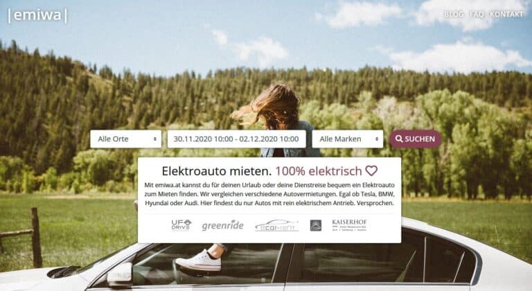 StartUp aus Wien launcht Plattform zum Finden von Mietwagen mit Elektroantrieb | emiwa