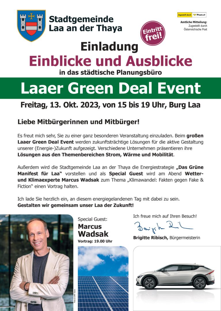 Stadtgemeinde Laa an der Thaya – Green Deal Event | A4 Info Laaer Green Deal Event PRINT FINAL 1
