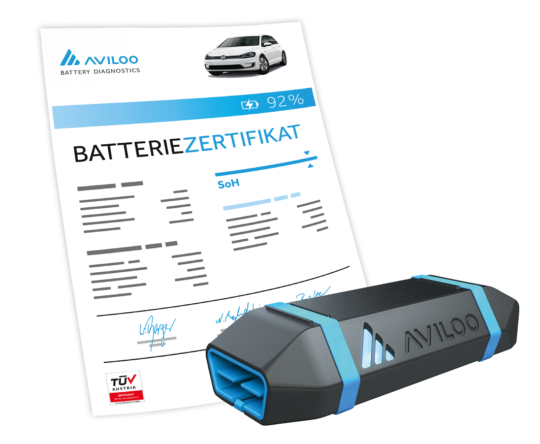 AVILOO PREMIUM Batterietest – EMC Mitgliedschaft 2024 inklusive! | Zertifikat DUMMY mit Box VW 1