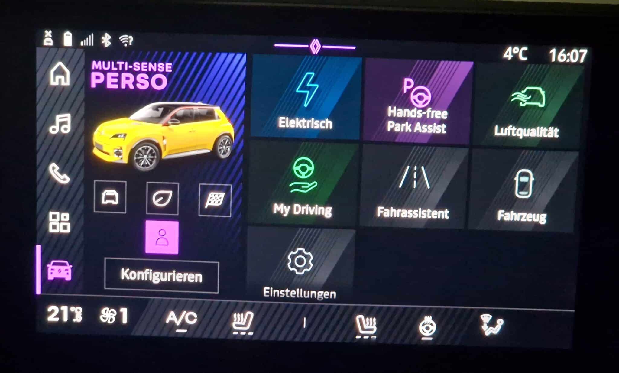 5 Tage mit dem Renault 5 E-Tech Electric | 20250114 160737 Display Menue scaled